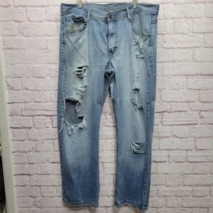 Pepe Jeans London Mens 38x32 (Fits 40) Distressed Ripped‎ Baggy Skate Grunge Y2K